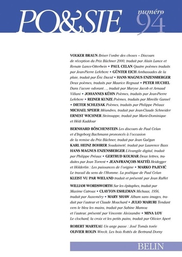 Po&sie N° 94 : ALLEMAGNE 1800-2000