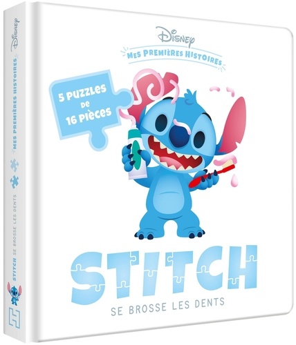 Stitch se brosse les dents. 5 puzzles de 16 pièces