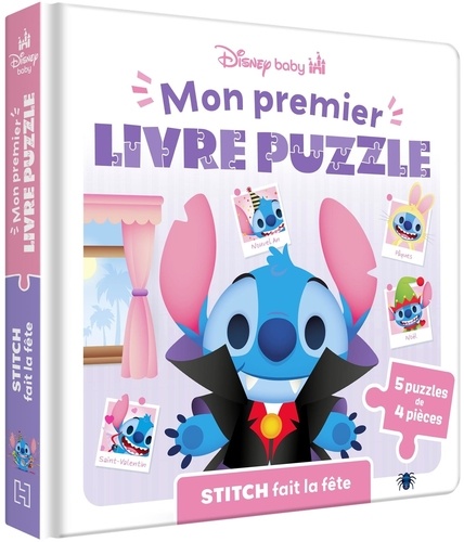 Stitch fait la fête. 5 puzzles de 4 pièces