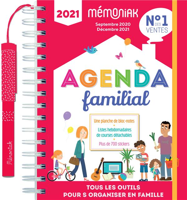 Agenda familial Mémoniak. Tous les outils pour s'organiser en famille. Avec 1 stylo , 700 autocollan