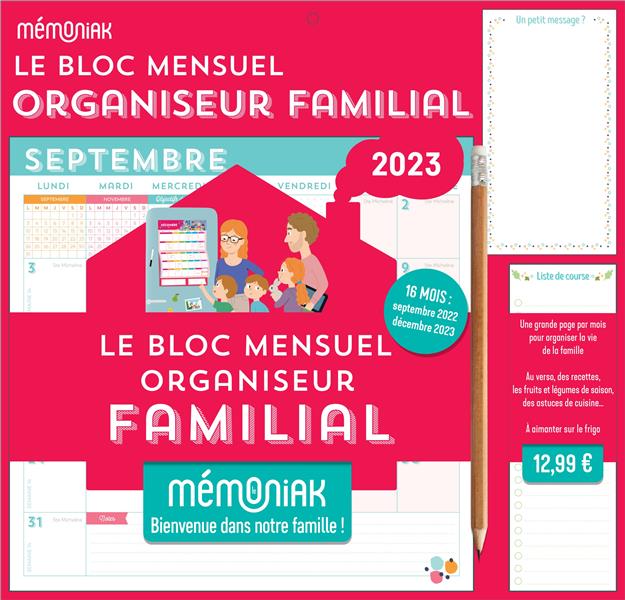Le blocmensuel organiseur familial. Edition 2023