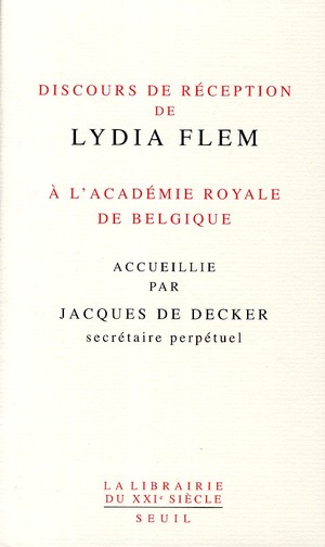 Discours de réception de Lydia Flem