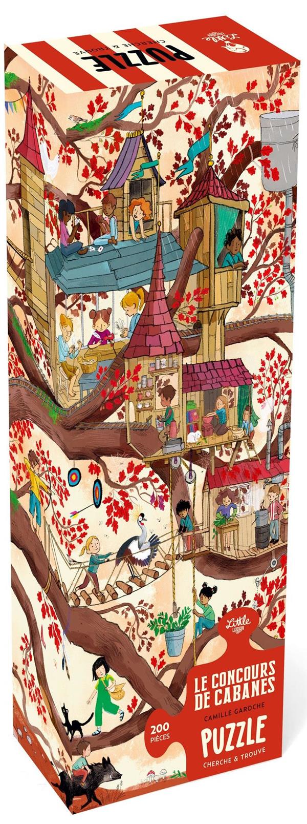 Le concours de cabanes. Puzzle cherche et trouve