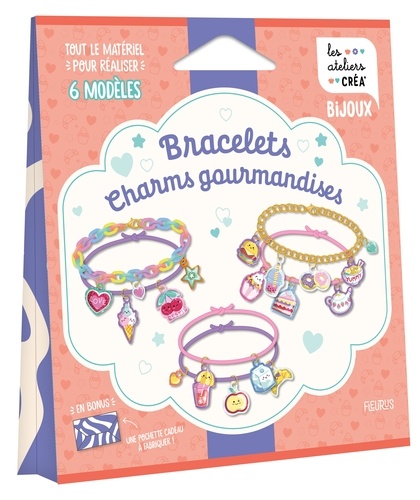 Bracelets Charms gourmandises. Tout le matériel pour réaliser 6 modèles