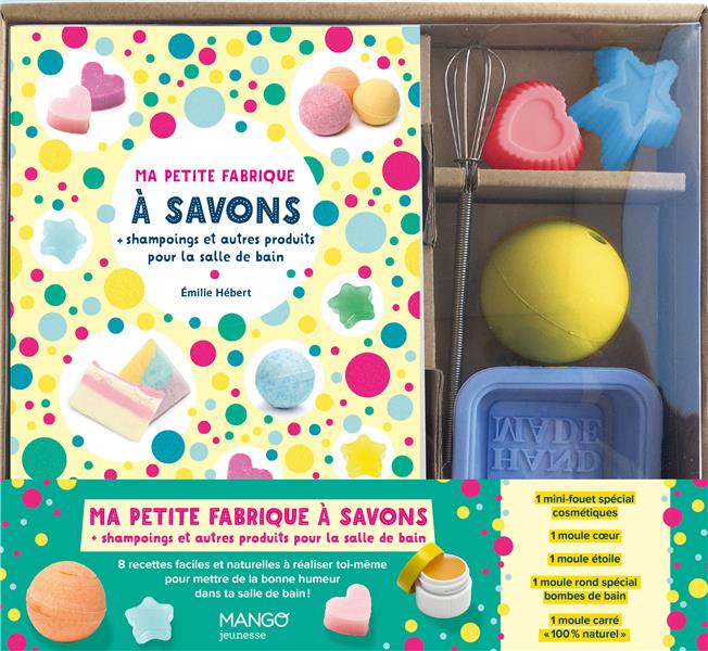 Ma petite fabrique à savons. shampoings et autres produits pour la salle de bain. Avec des ustensi