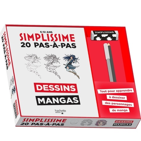 Simplissime 20 pas-à-pas Dessins Mangas. Avec 1 livre, 1 crayon HB, 1 feutre fin, 1 gomme, 1 pochoir