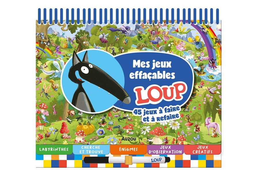 Mes jeux effaçables Loup. 45 jeux à faire et à refaire. Avec un feutre effaçable