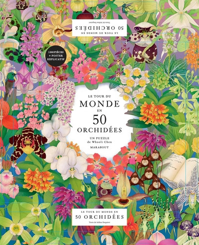 Puzzle de 1000 pièces : Le tour du monde en 50 orchidées (et poster explicatif