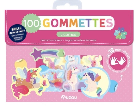 MA POCHETTE DE 100 GOMMETTES LICORNES - QUI BRILLENT DANS LE NOIR
