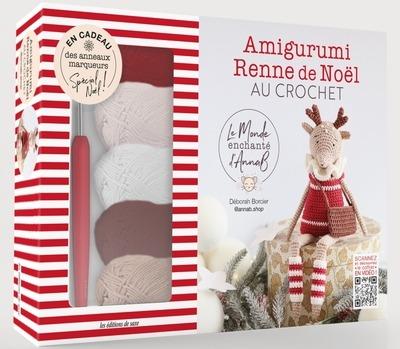 Amigurumi Renne de Noël au crochet. Coffret avec 5 pelotes de laine et un crochet