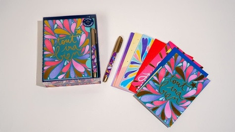 La joyeuse correspondance. 20 enveloppes 20 cartes 1 stylo doré