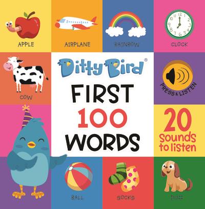 Ditty bird - livre musical sensoriel bebe des comptines sur 100 mots