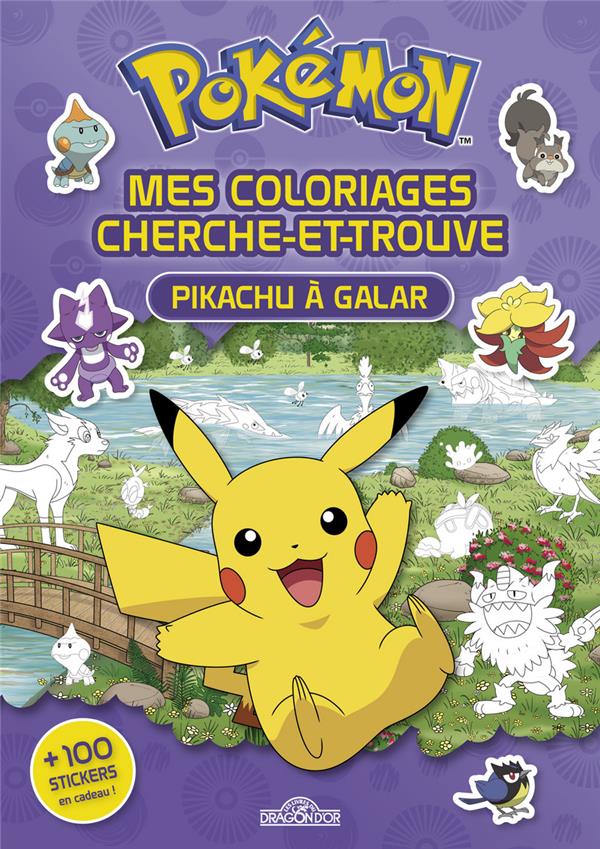 Mes coloriages cherche-et-trouve Pokémon. Pikachu à Galar. 100 stickers en cadeau !
