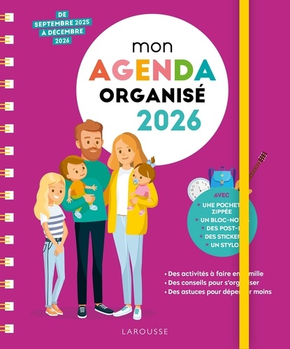 Mon agenda famille organisée. De septembre 2025 à décembre 2026, Edition 2026