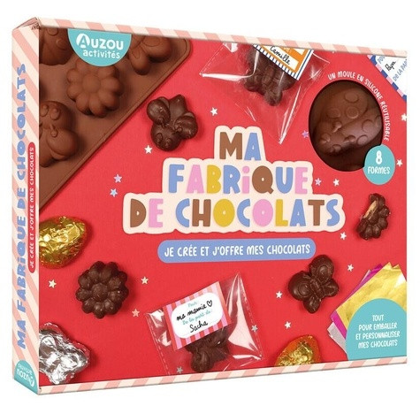 Ma fabrique de chocolats. Je crée et j'offre mes chocolats. avec un moule de 8 formes, des idées de