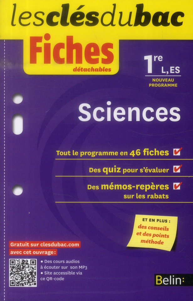 Fiches détachables Sciences 1re L, ES