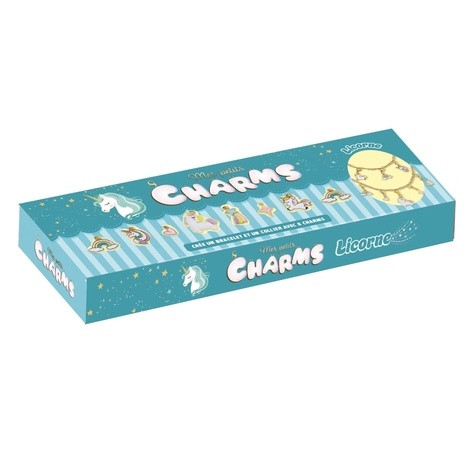 Mes petits charms Licornes. Coffret avec 8 charms, 1 bracelet, 1 collier