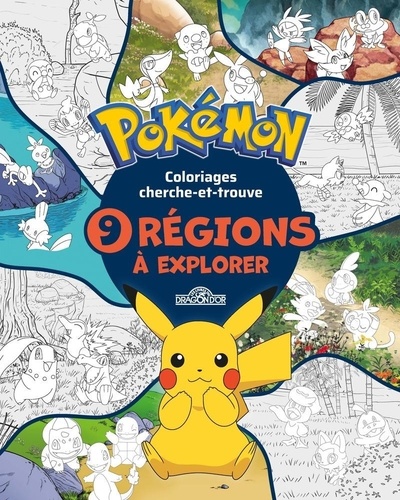 Coloriages cherche-et-trouve Pokémon. 9 régions à explorer