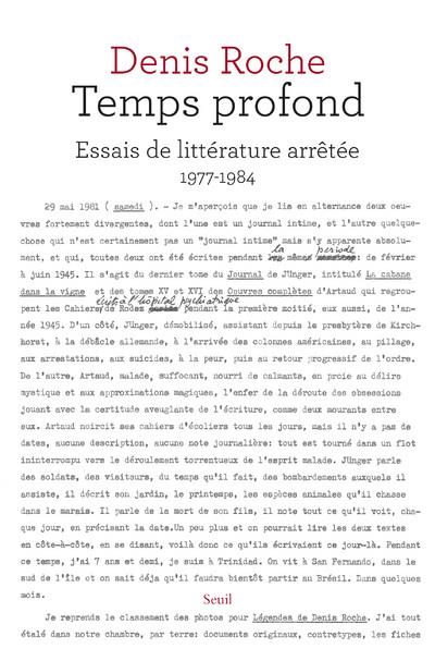 Temps profond. Essais de littérature arrêtée (1977-1984)