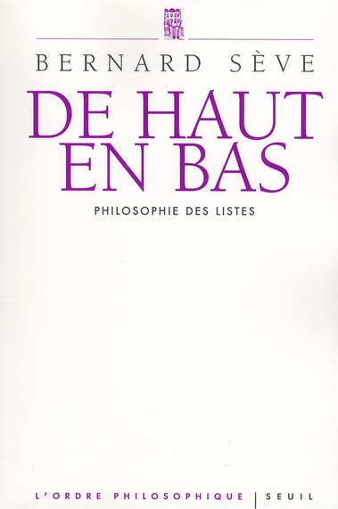 De haut en bas. Philosophie des listes