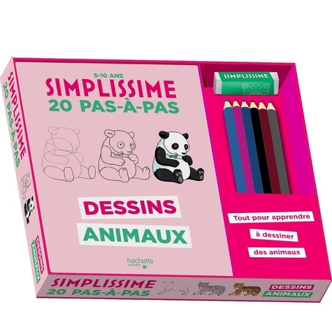 Simplissime 20 pas-à-pas Dessins animaux. Avec 1 livre, 5 crayon de couleur, 1 crayon HB, 1 gomme et
