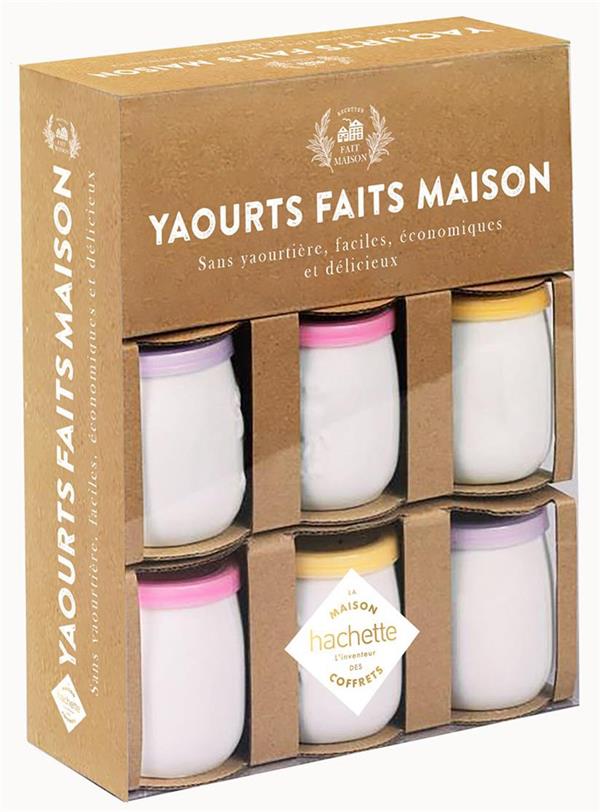 Coffret Yaourts faits maison. Faciles économiques et délicieux. Le livre de recettes avec 6 pots en