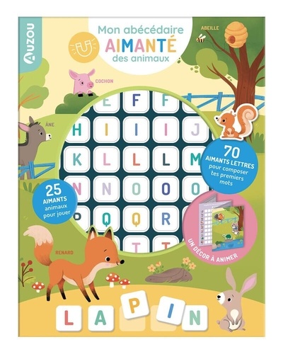 Mon abécédaire aimanté des animaux. 25 aimants animaux pour jouer ; 70 aimants lettres pour composer