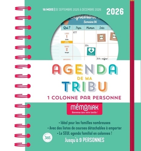 Agenda de ma tribu. 1 colonne par personne, de septembre 2025 à décembre 2026, Edition 2026
