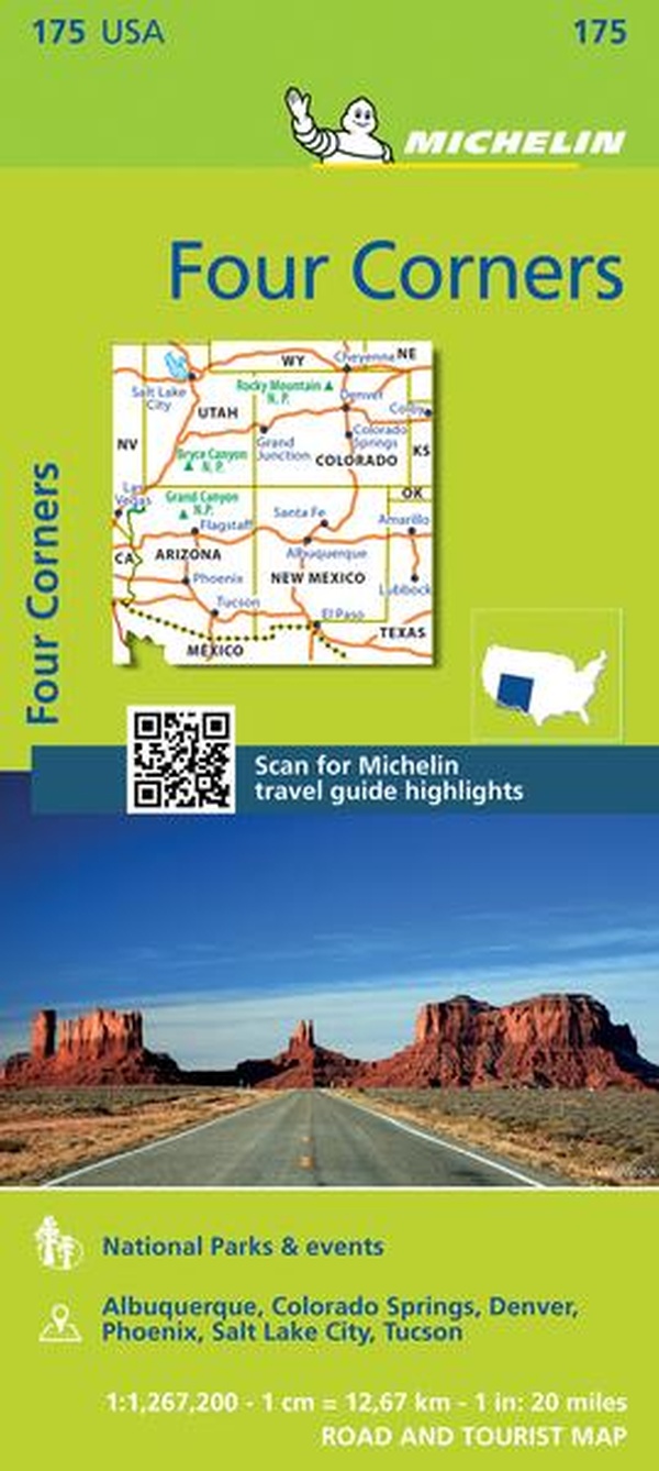 Carte Zoom Four Corners / Sud des rocheuses. Arizona-Colorado-New Mexico-Utah