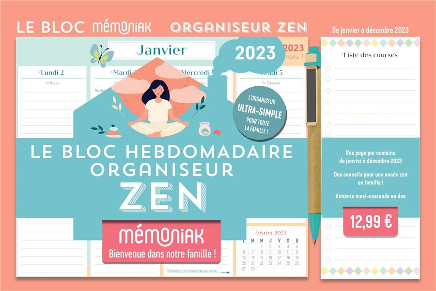 Le bloc hebdomadaire Mémoniak Organiseur zen. De janvier à décembre 2023, Edition 2023