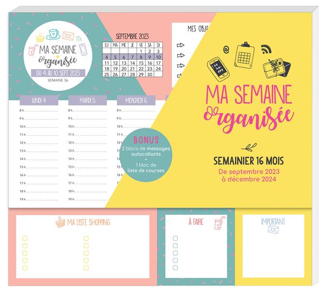 Ma semaine organisée. Semainier 16 mois, Edition 2023-2024