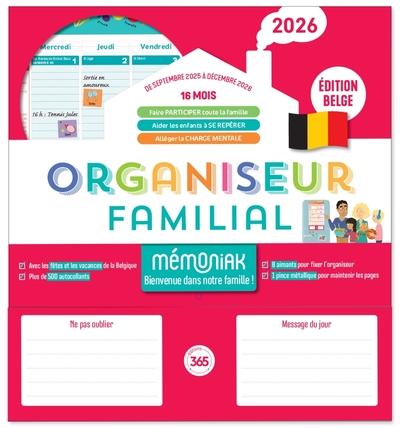 Organiseur familial Mémoniak spécial Belgique. Edition 2026