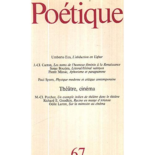 Poétique N° 67 : Théâtre, cinéma