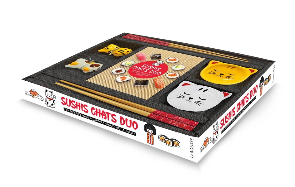 Sushis chats duo. Des recettes made in Japon à chavourer à deux ! Ce coffret contient : 2 paires de