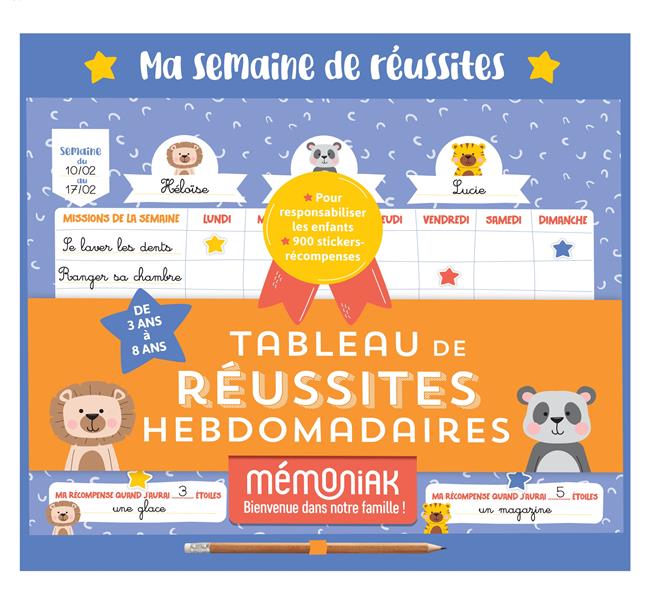 Tableau de réussites hebdomadaires Mémoniak. De 3 ans à 8 ans
